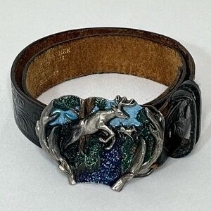 Buck & Doe Belt Vintage 1982 - tooled leather made in USA